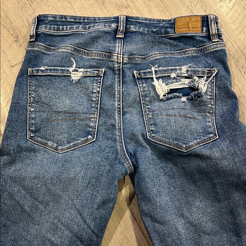American Eagle Outfitters Ripped Blue Skinny Jeans - Picture 2 of 4